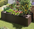 Domi 6×3×2 ft Galvanized Raised Garden Bed Outdoor Planter Garden Boxes Large Metal Planter Box for Gardening Vegetables Fruits Flowers Brown