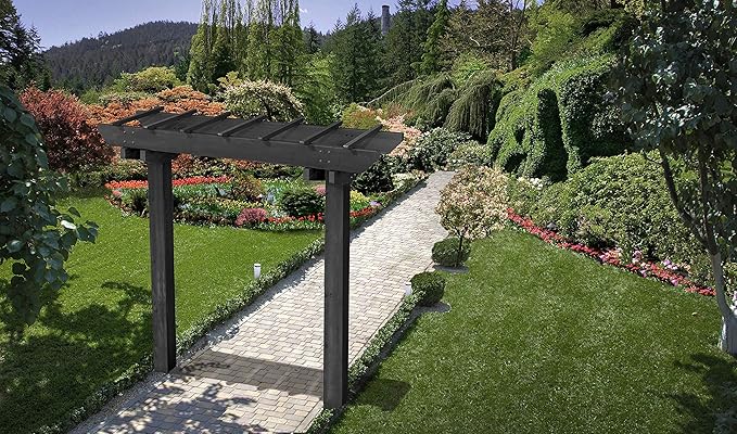 Vita Charcoal Gray Wildwood Cedar Arbor – 72 W x 90 H Garden Arch for Climbing Plants Wedding Ceremony &amp Backyard Décor Durable Two-Post Trellis Easy Assembly for Parties &amp Celebrations