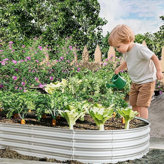 ZSQ Raised Garden Bed Kit Galvanized Planter Raised Garden Beds for Outdoor for VegetablesFlowers &ampHerbs Heavy Duty Rust-Resistant Easy Assembly (2 8x4x1ft)