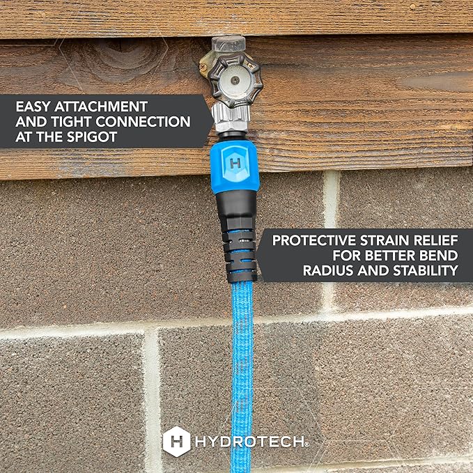 HydroTech 25 ft Expandable Garden Hose - Pro Series 2x Max Flow 3/4 No-Kink Flexibility Lightweight Hose for Lawn Garden Car Washing Deck and Patio Cleaning