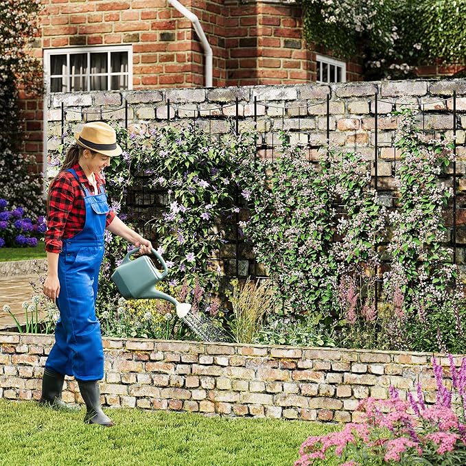 51 X 67 Metal Garden Trellises for Climbing Plants Outdoors 5.5 FT Black Large Garden Arch Trellises for Roses Vegetables Vines Flowers Support Rustproof Privacy Screen Plant Support Frame 4PCS