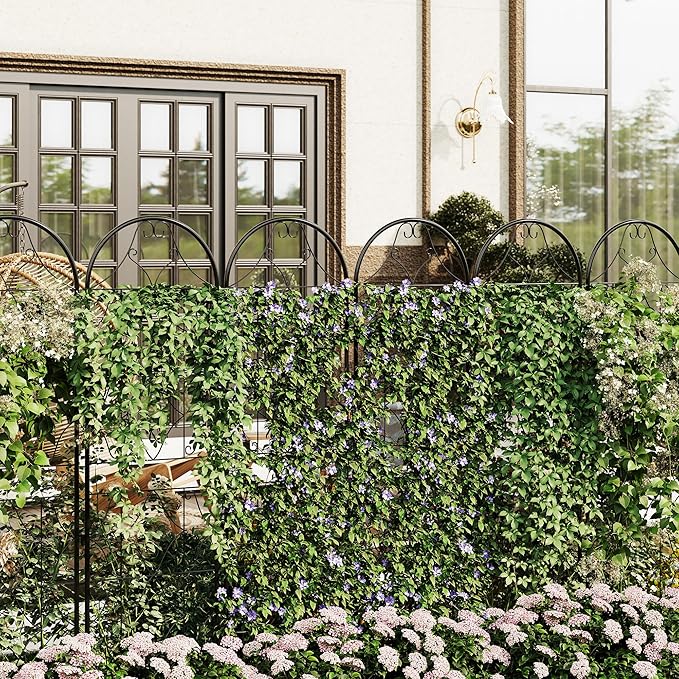 Garden Trellis for Climbing Plants74.8 x 21.6in Outdoor Climbing Rose Trellis2 Pack Decorative Clematis TrellisRustproof Metal Garden Flower Trellis for Patio Lawn Vines Flowers and Vegetables