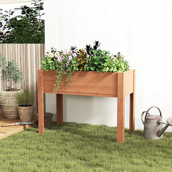 40x20x31 inch Raised Garden Bed with Legs Elevated Wooden Planter Box for Outdoor Plants Flowers Fruits Vegetable Herb Growing