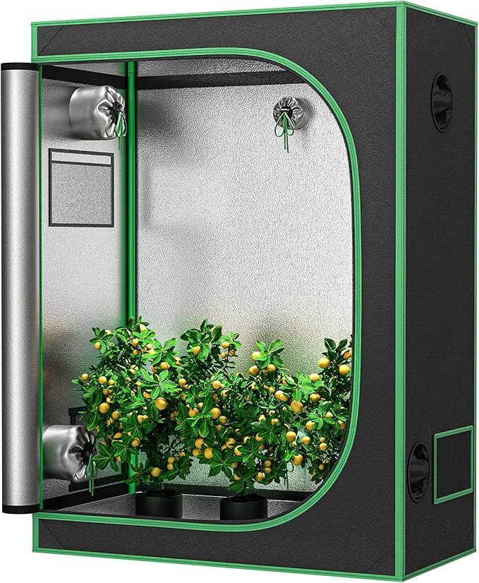 JupiterForce 2x4 Grow Tent with Observation Window and Floor Tray High Reflective Mylar Hydroponic Grow Tents Indoor Grow Room for Home Plant Growing Black 24x 48x 60
